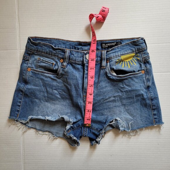 Blank NYC jean shorts boho denim cut off sun rainbow embroidery coastal cowgirl - Picture 6 of 15